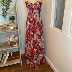 CAROLINA HERRERA red floral maxi dress